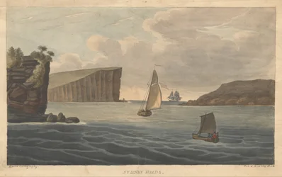 Sydney Heads, Augustus Earle. Uitzichten in Australië. Sydney- Earle Lithografie, 1826.